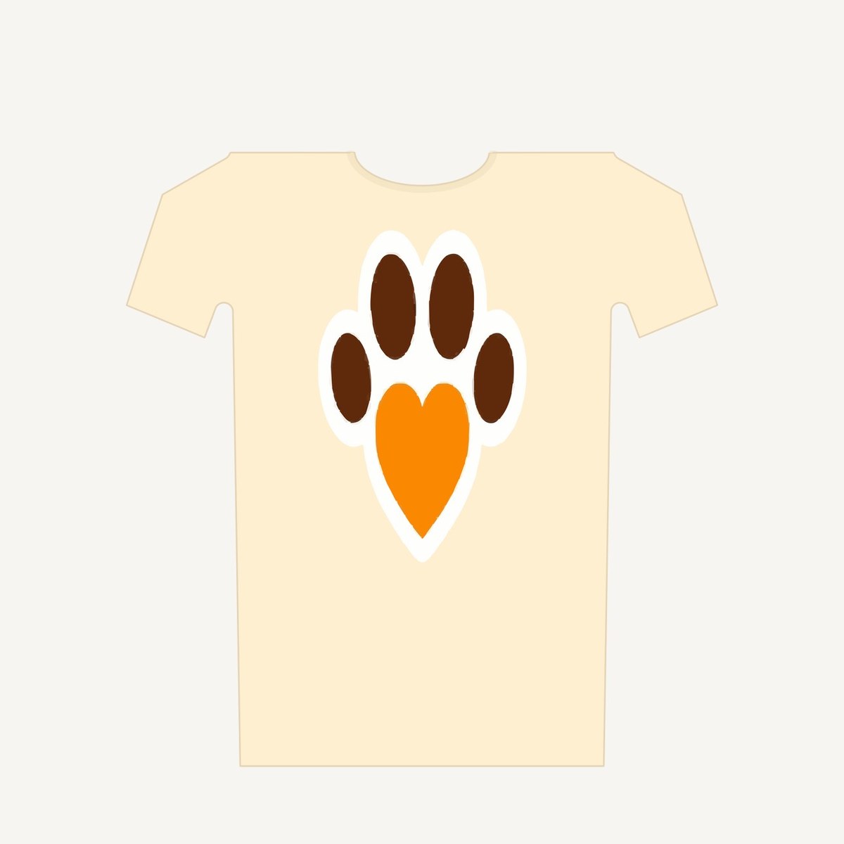 Cremefarbenes Wauwa T-Shirt mit Herzpfote